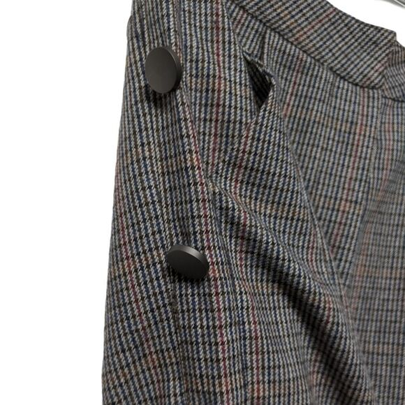 NWT J.O.A. Plaid Button Side Crop Wool Trousers S - Picture 4 of 9